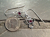 Garnet, Sterling Silver Angel Earrings