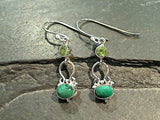 Malachite, Peridot, Sterling Silver Earrings