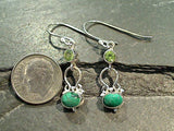 Malachite, Peridot, Sterling Silver Earrings