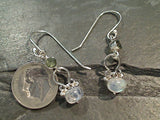Moonstone, Peridot, Sterling Silver Earrings