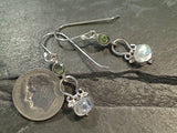 Moonstone, Peridot, Sterling Silver Earrings