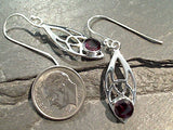 Garnet, Sterling Silver Earrings