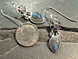 Labradorite, Amethyst, Sterling Silver Earrings