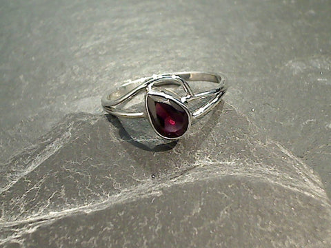 Size 7 Garnet, Sterling Silver Ring