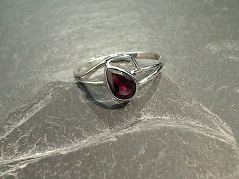Size 6 Garnet, Sterling Silver Ring