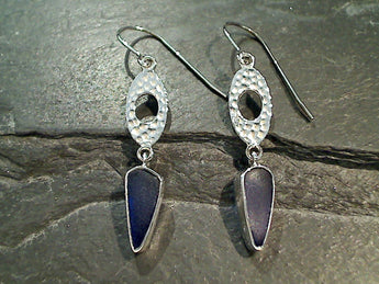Sea Glass, Sterling Silver Earrings