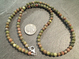 18" Unakite, Sterling Silver 4MM to 5MM Necklace