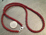 18" Carnelian, Sterling Silver 4MM Necklace