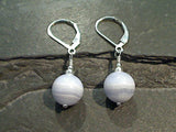 Blue Lace Agate, Sterling Silver Earrings