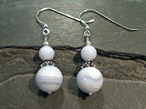 Blue Lace Agate, Sterling Silver Earrings