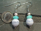 Blue Lace Agate, Amazonite, Pearl, Sterling Silver Earrings