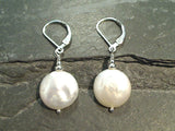 Coin Pearl, Sterling Silver Earrings