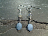 Blue Calcite, Labradorite, Sterling Silver Earrings