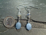 Blue Calcite, Labradorite, Sterling Silver Earrings