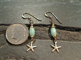 Amazonite, Gold Filled Starfish Earrings