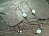 Adjustable Up To 18" Amazonite, Gold Filled Necklace