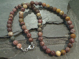 16" Jasper 6MM Necklace, Sterling Silver Clasp