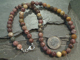 16" Jasper 6MM Necklace, Sterling Silver Clasp