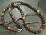 18" Jasper 6MM Necklace, Sterling Silver Clasp