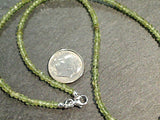 16" Faceted Peridot 3MM Necklace, Sterling Silver Clasp