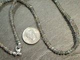 14" Faceted Labradorite 3MM Necklace, Sterling Silver Clasp