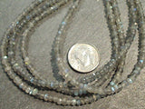 18" Faceted Labradorite 3MM Necklace, Sterling Silver Clasp