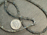 16" Faceted Labradorite 3MM Necklace, Sterling Silver Clasp