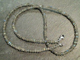 18" Faceted Labradorite 3MM Necklace, Sterling Silver Clasp