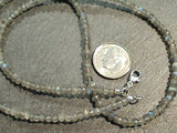 18" Faceted Labradorite 3MM Necklace, Sterling Silver Clasp