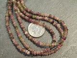 18" Mixed Tourmaline 3MM Discs Necklace, Sterling Silver Clasp