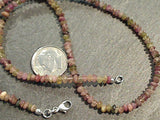 16" Mixed Tourmaline 3MM Discs Necklace, Sterling Silver Clasp