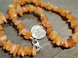 14" Freeform Carnelian Chips Necklace, Sterling Silver Clasp