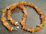 16" Freeform Carnelian Chips Necklace, Sterling Silver Clasp