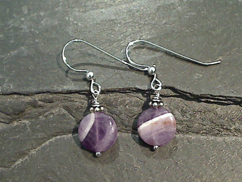 Chevron Amethyst, Sterling Silver Earrings