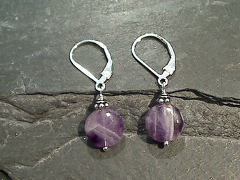 Chevron Amethyst, Sterling Silver Earrings