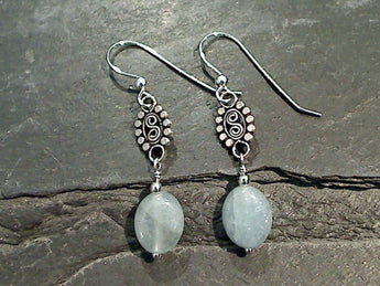 Aquamarine, Sterling Silver Earrings