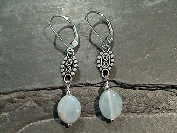 Aquamarine, Sterling Silver Earrings