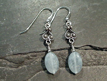 Aquamarine, Sterling Silver Earrings