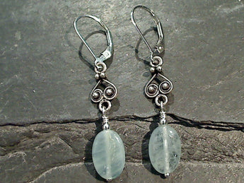 Aquamarine, Sterling Silver Earrings