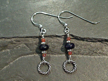 Orange And Blue Goldstone, Sterling Silver Earrings