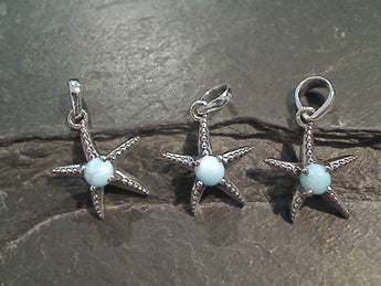 Larimar, Sterling Silver Tiny Starfish Pendant
