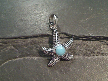 Larimar, Sterling Silver Starfish Pendant