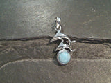 Larimar, Sterling Silver Small Dolphins Pendant