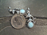 Larimar, Sterling Silver Small Dolphins Pendant