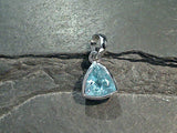 Blue Topaz, Rhodium Plated Sterling Silver Small Pendant