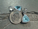 Blue Topaz, Rhodium Plated Sterling Silver Small Pendant