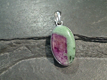 Ruby In Zoisite, Sterling Silver Pendant