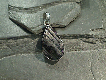 Rough Tourmaline, Sterling Silver Pendant