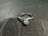 Size 5.25 Moonstone, Rhodium Plated Sterling Silver Ring