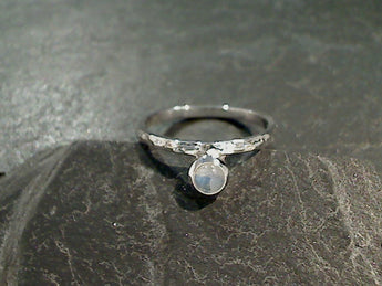 Size 7 Moonstone, Rhodium Plated Sterling Silver Ring